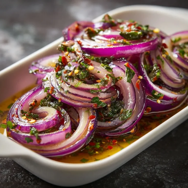marinierten roten Zwiebeln mit Kräutern und Chili
