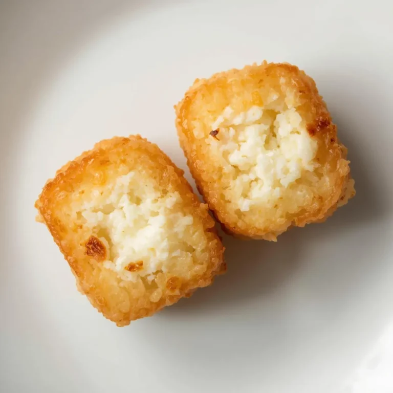 Hüttenkäse-Tots aus zwei Zutaten – außen goldbraun, innen cremig. Einfaches Ofenrezept, perfekt als Snack oder Beilage.
